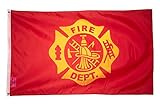 PringCor 3x5 Fire Department Flag Firefighter Red Banner Man Cave Garage Gift Mom Dad