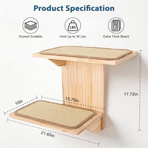 Estantes de pared para gatos forma árbol 2 plataformas miniatura 3