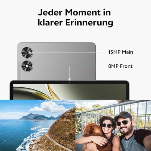 Tablet 11 Zoll mit Hülle, Android 16 System mit Gemini AI, 20GB RAM + 128GB ROM (erweiterbar auf 1TB), 90Hz Display, Unisoc T7250 Octa Core, 13MP + 8MP Kamera, Face ID, Widevine L1, 8800mAh, GPS