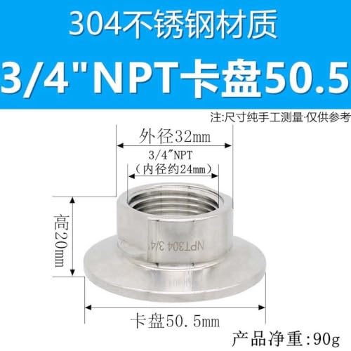 Conector de tubería forjado SS304 NPT con adaptador de triple abrazadera de 50.5mm 6