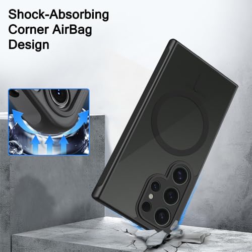 Image of TheGiftKart Hybrid Matte Frosted Translucent Back Cover Case for Samsung Galaxy S23 Ultra 5G Compatible with MagSafe | ShockProof Design | Camera Protection Module | Hard Cover (PC & TPU, Frost Black)