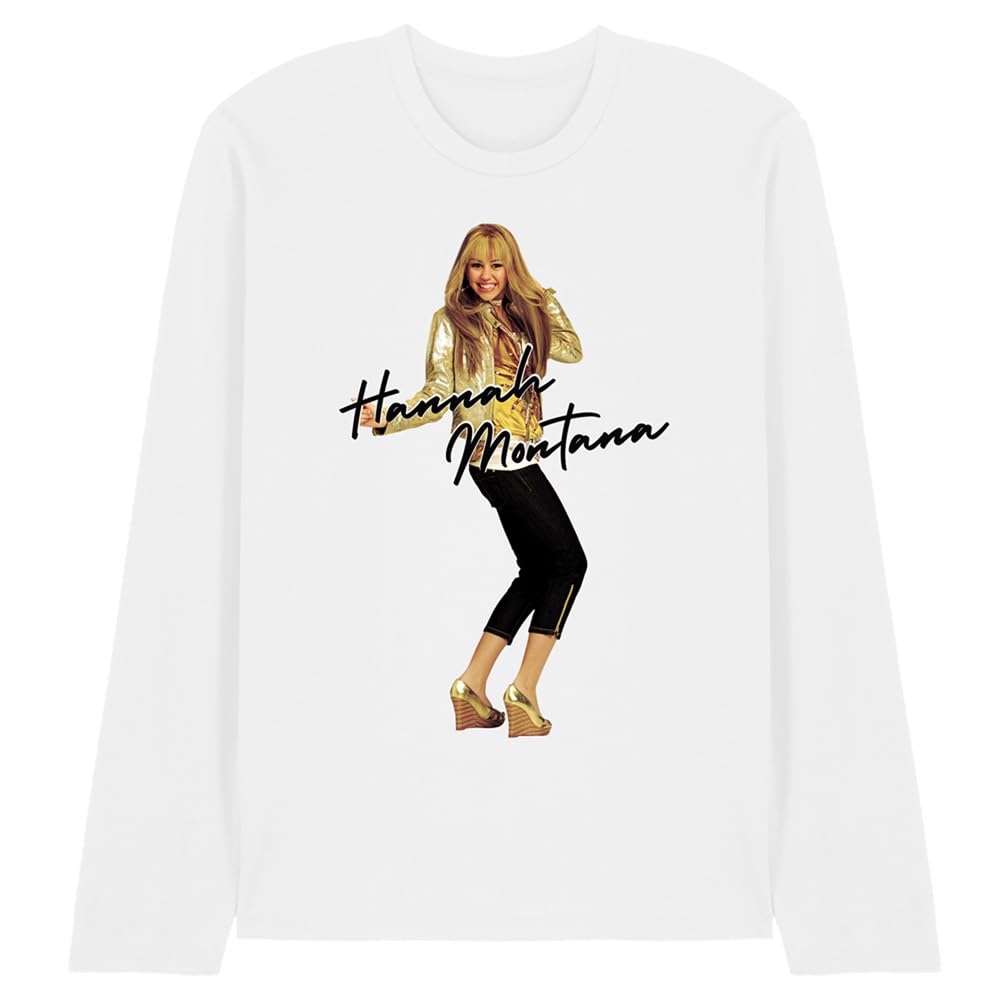 Disney Unisex Hannah Montana Pose Long Sleeve T-Shirt, White | Size: 2XL