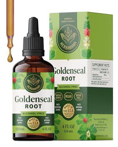 HERBAMAMA Goldenseal Root Tincture - Vegan Immune & Respiratory Support with Goldenseal Herb Extract Drops - Non-GMO Alcohol & Sugar-Free Liquid Immunity Supplement 84-Day Supply