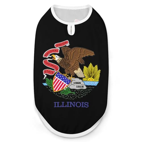 Illinois State Flag Cute Dog Shirts Soft Breathable Pet Tank Top Sleeveless Vest Cat Clothes L