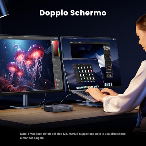 UGREEN Revodok Max 208 Docking Station Thunderbolt 4 8 in 1 Doppio Schermo 4K60Hz 8K30Hz Hub USB C 3.2 10Gbps Dock Type C Ethernet RJ45 Gigabit Alimentazione DC 140W - Immagine 2