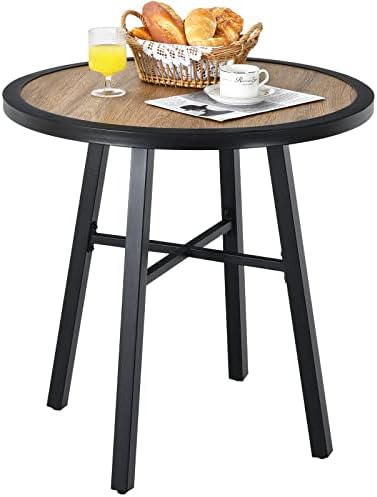 Giantex 29 Inch Patio Bistro Table, Outdoor Round Bistro Table with Heavy-Duty Steel Frame, Coffee Side Table with Non-Slip Foot Pads for Garden, Backyard, Patio, Living Room