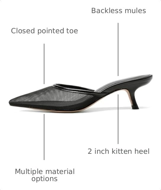Image of Riekhany Women Kitten Heels Mules Closed Pointed Toe Slip on Stiletto Pumps | Women Backless Slingback High Heels Elegant Wedding Dress Pumps Shoes