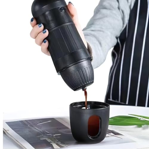 JOPWUE Macchina da caffè elettrica portatile, macchina da caffè da viaggio per campeggio, grande capacità 180 ml, mini macchina da caffè portatile, con caffè macinato e capsula NS per camper, - 2