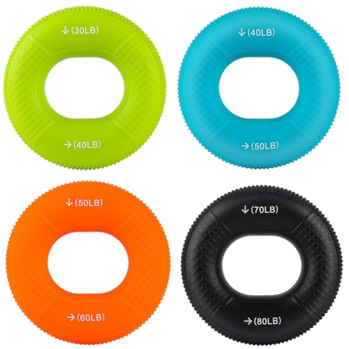 4 Stück Handgriffstärker und Trainer, Silikon Handtrainer und Fingertrainer Runder Handgriff Trainer, Silikonringe für Muskeltraining Sport Klettern Fitness 4 Stück Handgriffstärker und Trainer, Silikon Handtrainer und Fingertrainer Runder Handgriff Trainer, Silikonringe für Muskeltraining Sport Klettern Fitness