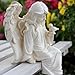 JARPSIRY Angel Garden Statue, Sitting Angel Sculpture, Resin Angel with Bird Figurine for Patio Yard Porch Lawn Outdoor Decor Home Shelf Sitter Memorial Spiritual Gifts