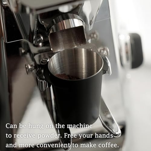 54mm Dosierbecher, Barista Zubehör Coffee Dosing Cup aus Edelstahl, Siebträger Zubehör Kaffee Dosierbecher, Passend für 54mm Siebträger, Dosierbecher Espresso Zubehör für Barista, Zuhause, Schwarz