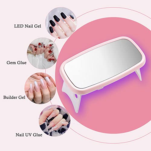 Fuaty Mini Uv Light For Gel Nails, Single Led Uv Nail Lamp With Mirror, 8W Portable Nail Dryer Curing Lamp For Gel Builder Based Polish Acrylic Fake Nails/Nail Extensions/Diy/Salon/Resin #TOP1
