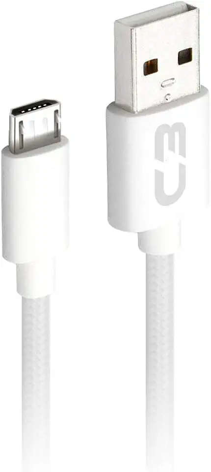 Cabo USB-Micro USB C3Plus CB-M11WH 1M Branco - Compatível com Android USB-Micro Corrente 2A