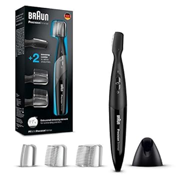 Braun Precision Trimmer, RIFINITORE BARBA, 2 Pettini inclusi, per una Rasatura Flessibile e Impeccabile, Senza Fili, Idea Regalo, PT5010 Nero e Blue