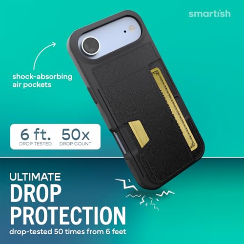 Funda tipo cartera para iPhone Air con tarjetero protector y soporte Smartish Black 3