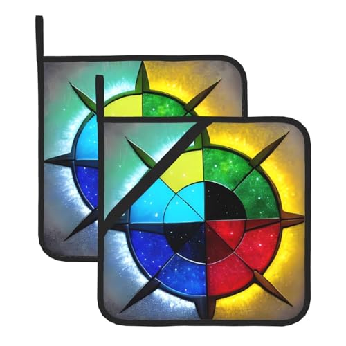 Shine in all directions Printed Square Heat Insulation Mat Set Baking Mat 2-Piece Set Suitable For BBQ And Cooking