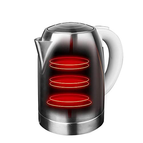 Hervidor eléctrico QWEASDF 1.7L doble pared acero inoxidable miniatura 2