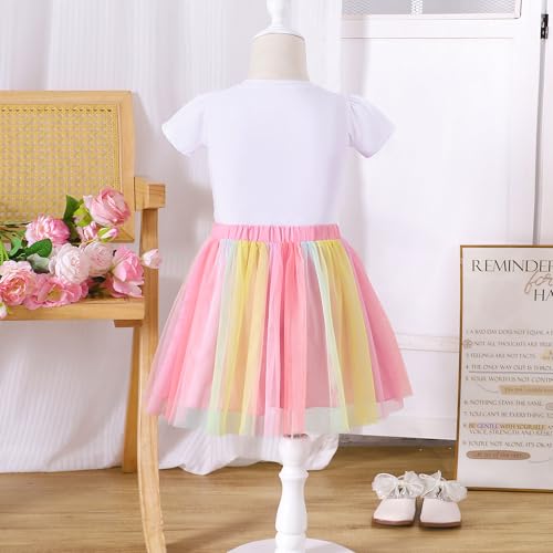 Image of LYSMuch Girls Birthday Outfit Birthday Girls Shirt Princess Tutu Tulle Skirt