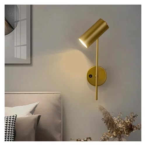 Luz de lectura LED E27 para dormitorio con interruptor y marco giratorio dorado 5