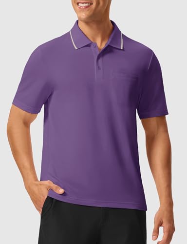 Image of Rdruko Men's Polo Shirts Short Sleeve Quick Dry Outdoor Golf Sports Shirts with Pocket