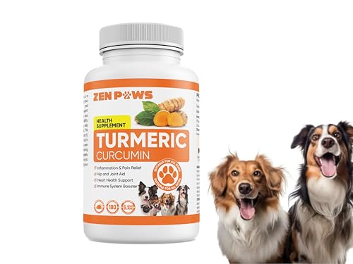 Turmeric Curcumin for Dogs 180 Duck-Flavored Tablets Advanced Hip & Joint Formula with Piperine Supports Mobility Inflammatory Response Skin Health & Immune Function