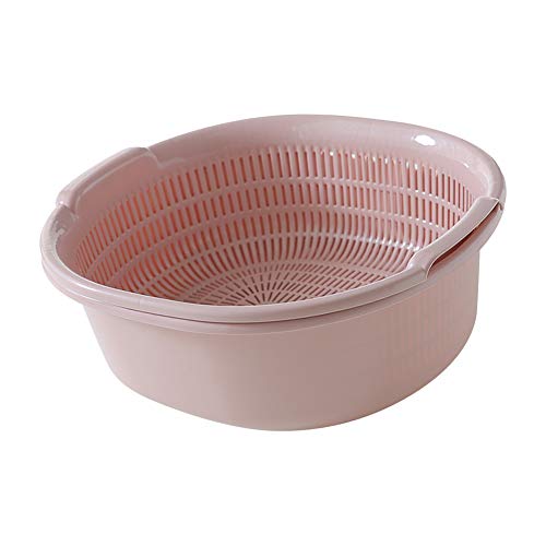 Daytwork Double Deck Passoire Set Egout Basket - Cuisine Salade Fruits Légumes Riz Filtre Lavage Passoire à bol avec Plastique Bassin 2pcs / Set