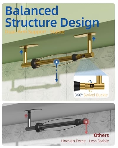 Image of RUACQ Paper Towel Holder Under Cabinet, One Hand Tearing Paper Towel Holder with Damping Effect, Wall Mount & Adhesive Stainless Steel Paper Roll Holder for Kitchen Bathroom (Brushed Gold)