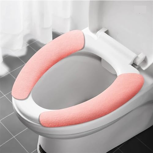 Asiento de inodoro universal con alfombrilla de baño textil lavable rosa 2