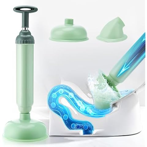 LINGSFIRE High Pressure Toilet Plunger, Air Plunger Drain Clog Remover Upgrade Power Plunger Toilet Clog Remover with 2 Plunger Heads Air Plunger for Toilet Bathroom Kitchen Clogged Cover