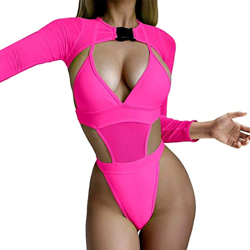 Disfraz de festival para mujer, body de malla, lencería transparente, lencería rave, sexy, body techno transparente, conjunto de top, 01 Rosa, XS