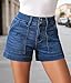 Pink Queen Women's Jean Shorts Empire Waist Stretchy Zip Up Front Button Closure Classic Denim Shorts with Pockets Summer Fashion Shorts Dark Blue M