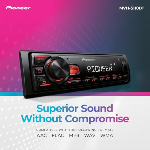 Image of Pioneer MVH-S110BT 1-Din Digital Media Receiver Car Stereo - Bluetooth, USB Input, 50W x 4 Output, AM /FM Radio, iPhone & Android Compatible, Front & SW (Mono) RCA Output