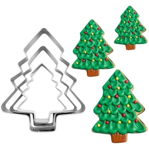Zghhc 3 Pezzi di Formine per Biscotti a Forma di Albero di Natale - Set di 3 Formine per Biscotti Natalizi in Acciaio Inossidabile per Le Feste