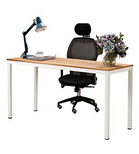 Preisvergleich Produktbild sogesfurniture Schreibtisch großer Computertisch 138x55cm PC Tisch Konferenztisch Bürotisch Arbeitstisch aus Holz und Stahl, einfache Montage,138x55x75cm, Teak & Weiß AC3TW-140-SF