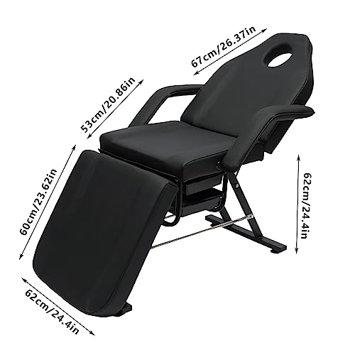 fvscgjmwp Facial Bed with Tray, Eyelash Extension Bed, Massage Table, Salon Chair (Black) - Thumbnail 2