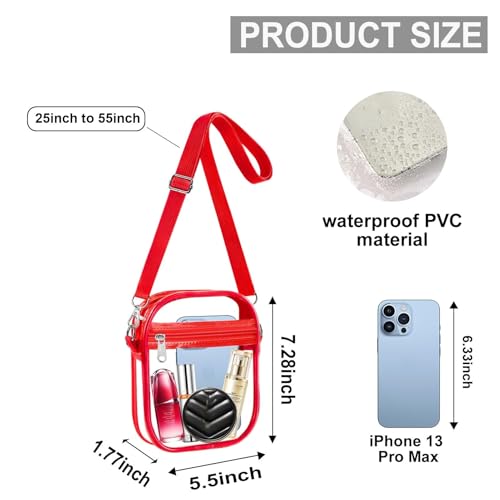 Image of Fibrdoo Clear Crossbody Purse Bag, Clear Bag Stadium Approved with Front Pocket for Concerts Sports Festivals