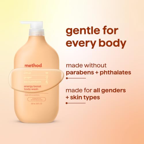 Image of method Body Wash, Energy Boost - Leaves Skin Feeling Soft & Moisturized, Made Without Parabens, Notes of Citrus, Ginger & Sea Buckthorn, 28 Fl Oz