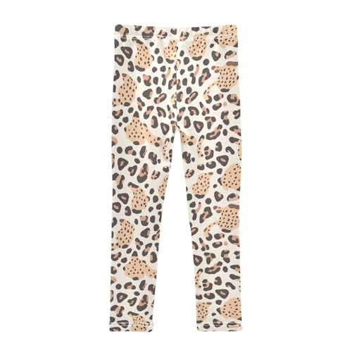 KLL Leopard Print Toddler Girl Cotton Pants Soft High Waisted Workout Pants Running2