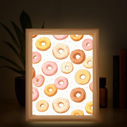 Light Up Painting, Scrummy Donut Wall Art Picture Light Fantastic Donut Light Up Desktop Art Decor, 10 Brightness, USB Powered, 3 Lighting Modes, Anxiety Relief Gift for Bedroom Home - Without Frame