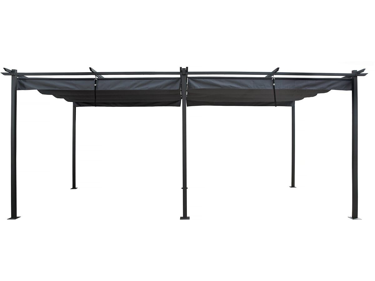 Pergola in metallo con tetto retrattile - 3 x 6 m - Antracite