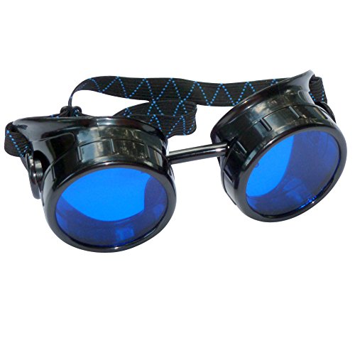 UMBRELLALABORATORY Men's Steampunk Victorian Welding Glasses Diesel Punk Ob One Size Black Blue
