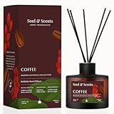 Soul & Scents Reed Diffuser Set – Coffee | 7.43 oz Refillable Scented Oil with 6 Fiber Sticks | Long-Lasting Home Fragrance & Air Freshener for Bedroom, Bathroom, Office | Gift & Décor Piece