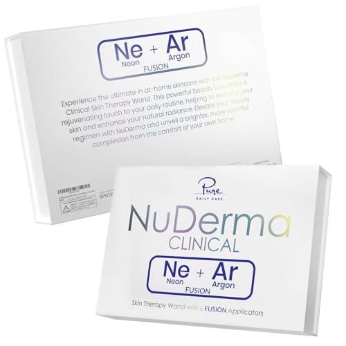 Image of Pure Daily Care NuDerma Clinical Portable Skin Therapy Wand, Machine with 6 Fusion Neon + Argon Wands - Anti Aging - Clarifying - Skin Tightening & Radiance - Wrinkle Reducing (Pack of 2)