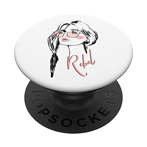 Eyelashes Eyeglasses Rebel Lips & Lipstick Trendy PopSockets Swappable PopGrip, Black
