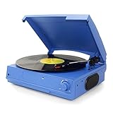 Funktion: LP Vinyl-Player VSander Moderne Wohnzimmer Stereoanlage Schallplattenspieler Vintage Vinyl-Schallplatten-integrierte Bluetooth-Lautsprecher (Color : Blue)