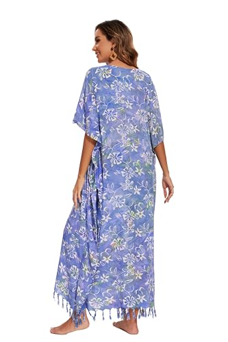 Image of Beautybatik Women Hand Blocked Batik Rayon Caftan Kaftan Bali Loungewear Maxi Plus Size Long Dress XL to 4X