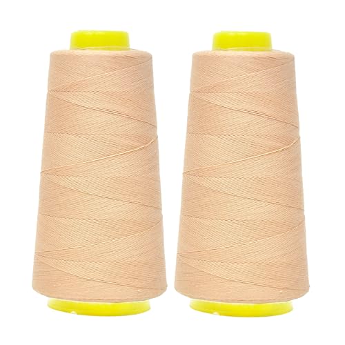 Image of Mandala Crafts Champagne Mercerized Cotton Thread Cones for Sewing Quilting | 2400 Yds 50 WT, 100% Long Staple Cotton, Multipurpose, for Embroidery, Piecing, Sergers, Applique, Machine and Hand Sewing