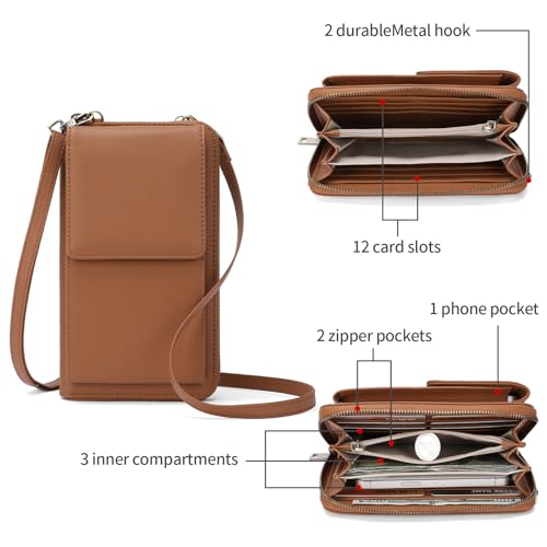 Image of SENDEFN Small Crossbody Cell Phone Purse for Women Leather Cellphone Bags Wallet Purses with Multi Card Slots
