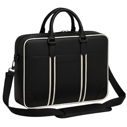 Image of Vegan Leather Laptop Messenger Bag for Men & Women | 15.6 Inch Office Shoulder Bag with Padded Laptop Compartment Multi-Pocket Travel Satchel Adjustable Strap Business Bag | Alls