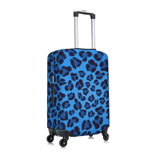 Elastic Travel Luggage Cover Printed Blue Leopard Print Double-Sided Suitcase Protector Bag,Dust-Proof Cratch-Resistant Washable Baggage Covers For Kid Adult,Large3
